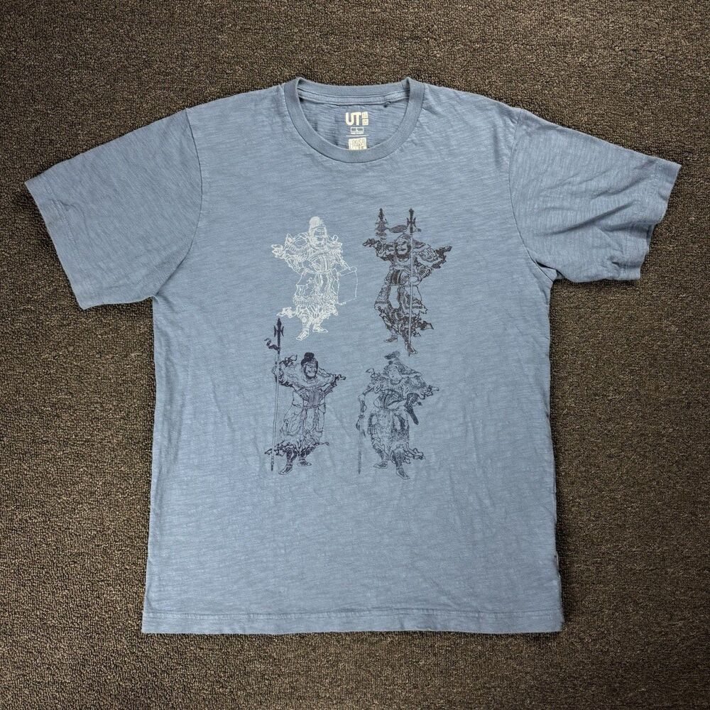 Uniqlo Hokusai Katsushika Blue Men's Limited Edition Japan Gods T-Shirt Size L